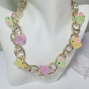 Chunky Gold Easter Bunny🐰 Hand Crafted Necklace SO ASORABLE FOR SPRING 💐